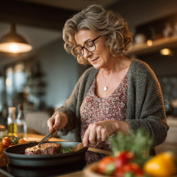 Възрастен мъж се радва на здравословна храна